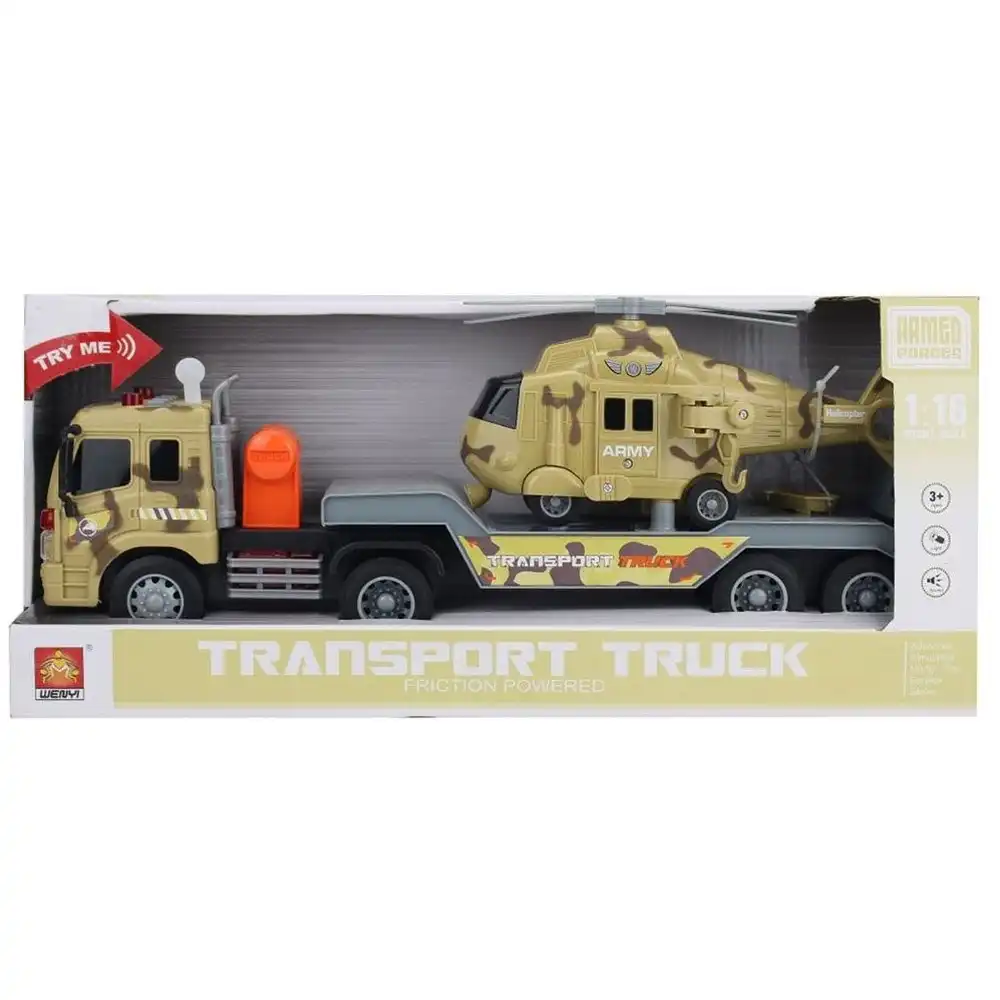 Friction Powered Transport Truck 1:16 with Helicopter - WY571H