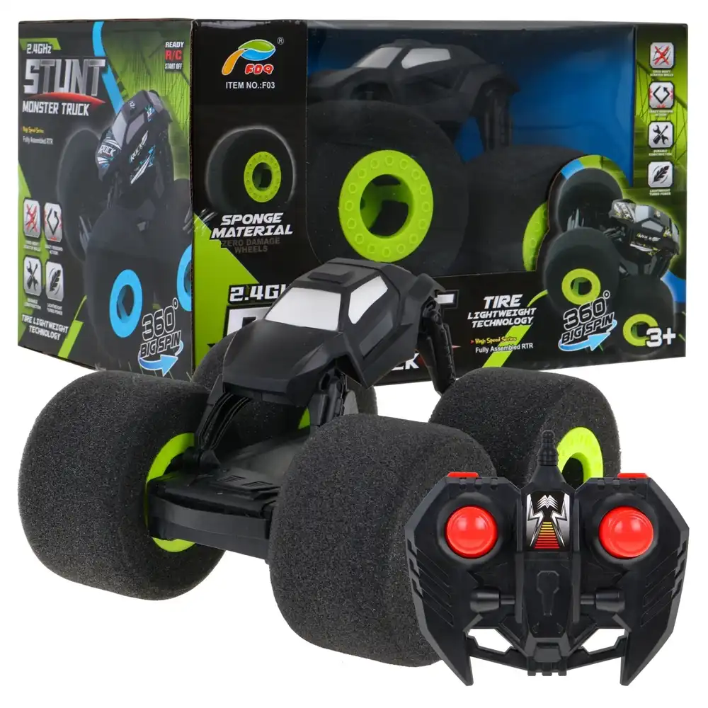 Stunt Monster Truck with Sponge Tires & Remote Control - Green - F03