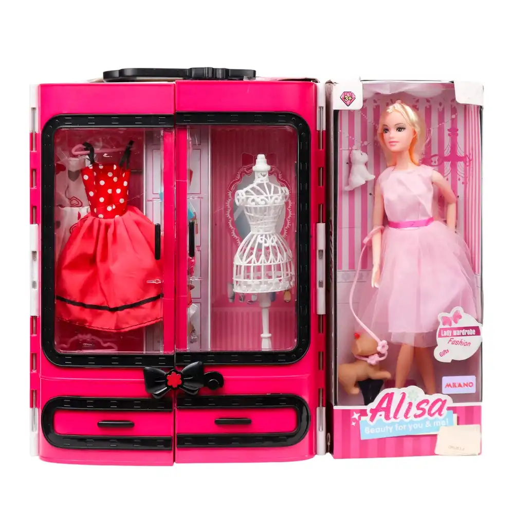Alisa Fashion Doll with Pink Dress & Wardrobe - YS2002
