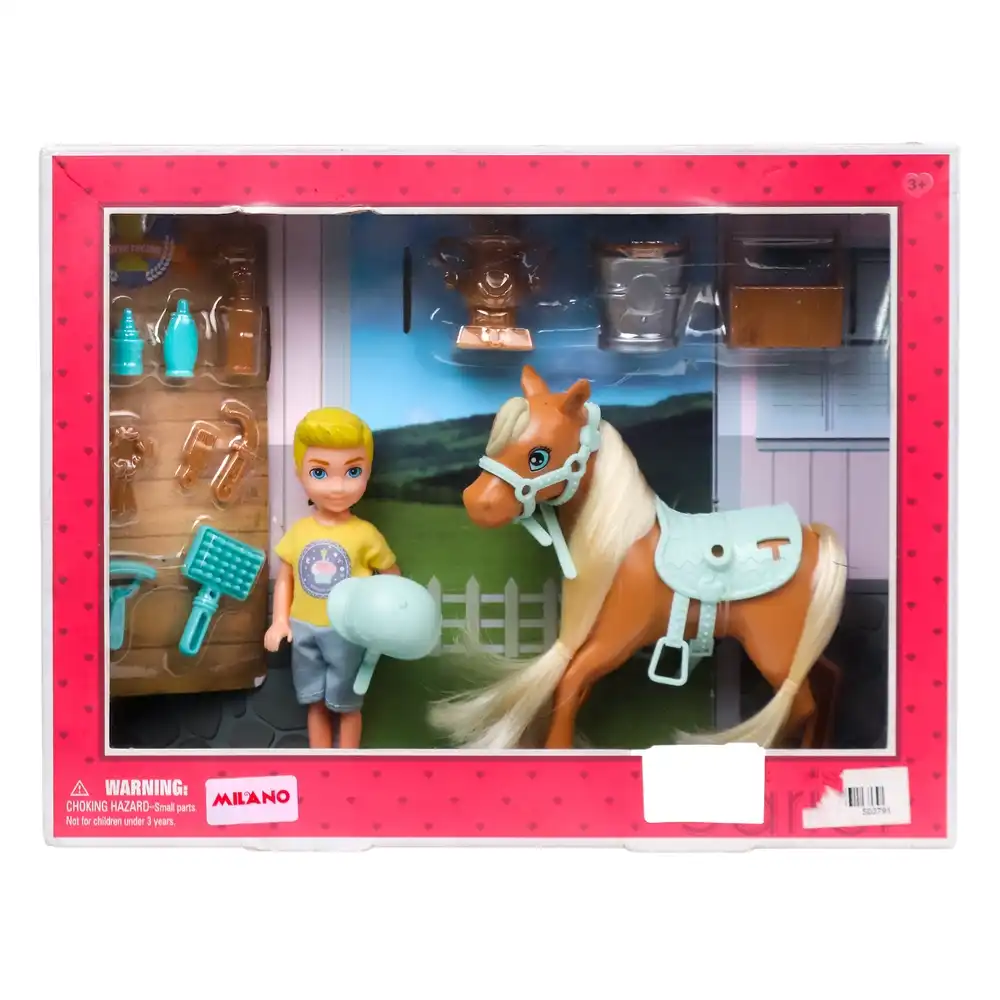 Horse Rider Boy Doll with Stable Horse & Accessories - 7766-B