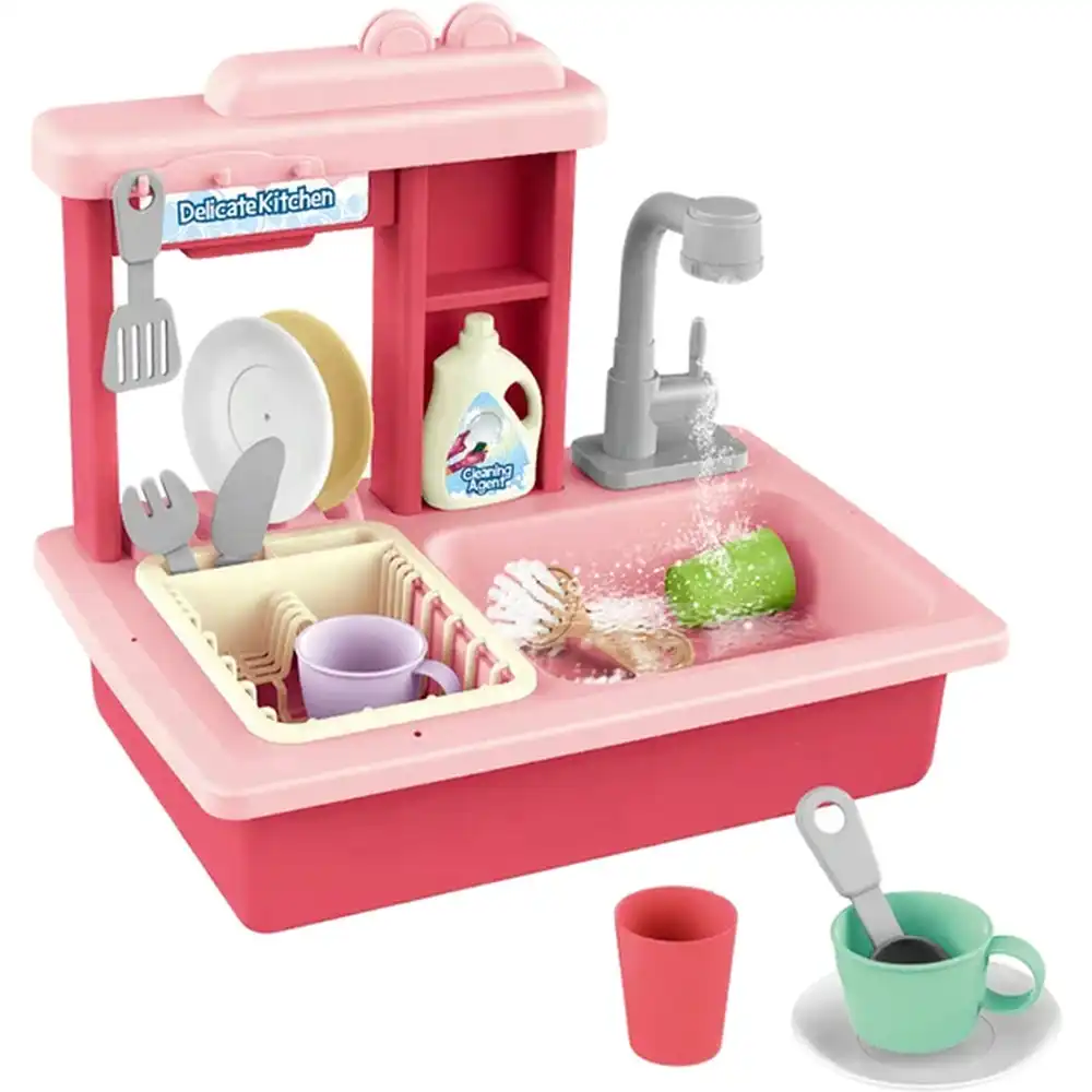 Kitchen Pink Dishwasher with Sink and Accessories - BQ688-1
