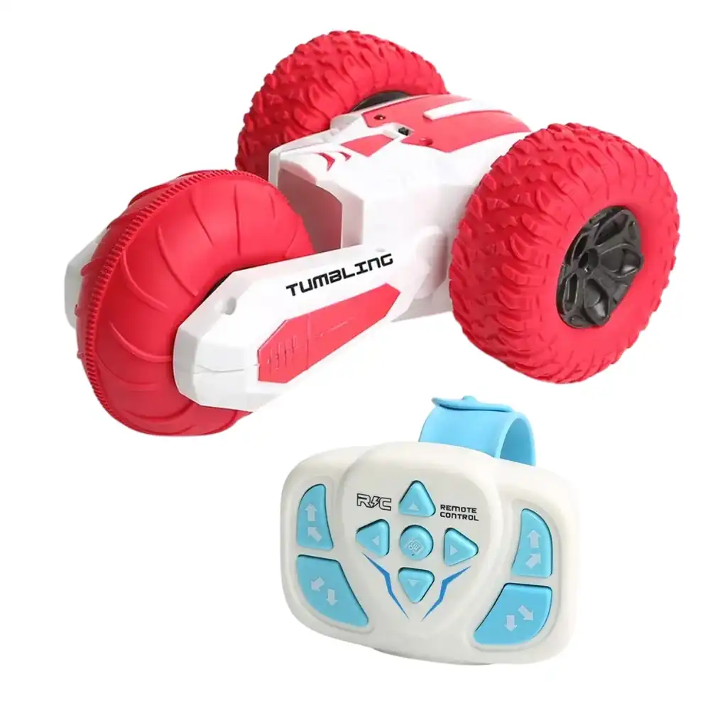 Three Wheel Rotary Stunt Force Car with Remote Control - Red - T01B