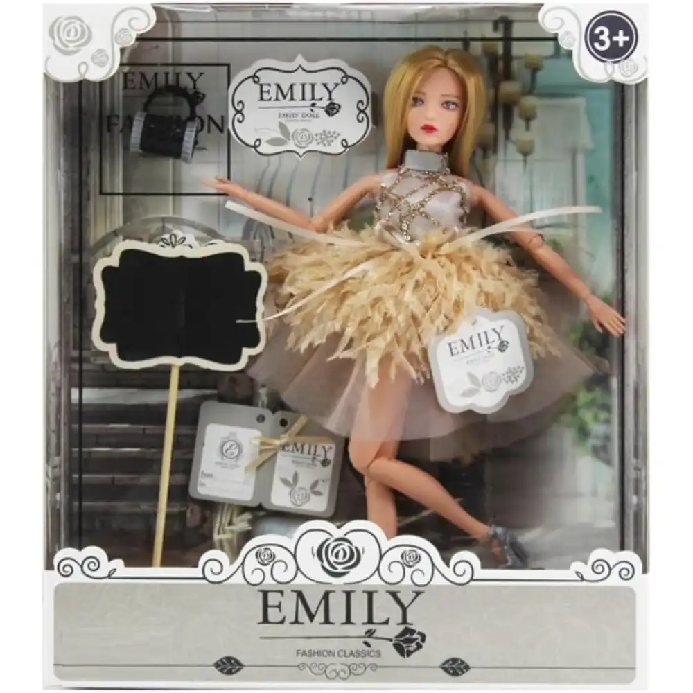 Emily Fashion Doll with Beige Dress & Accessories - HP-2022