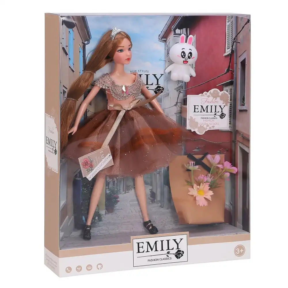 Emily Fashion Doll with Beige Skirt & Rabbit - QJ099