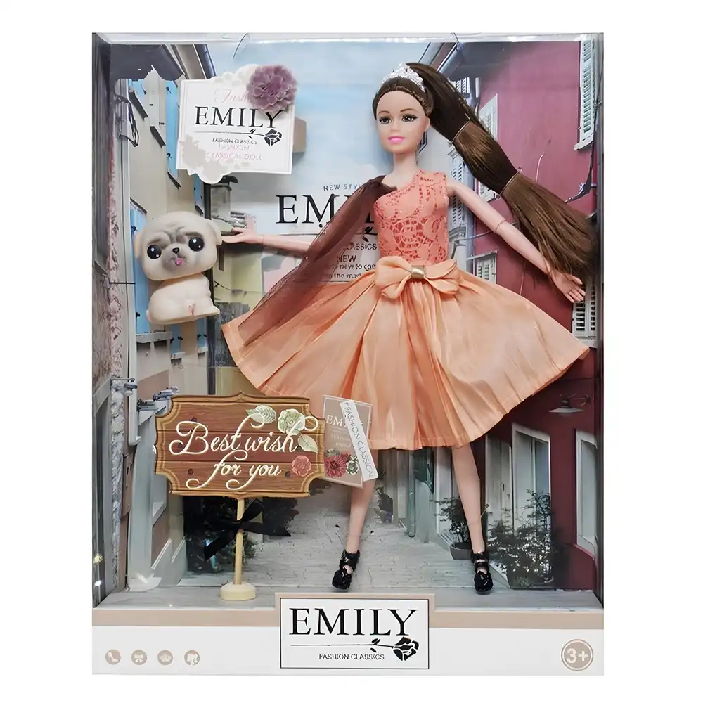 Emily Princess Doll With Beige Dress & Puppy- QJ099D