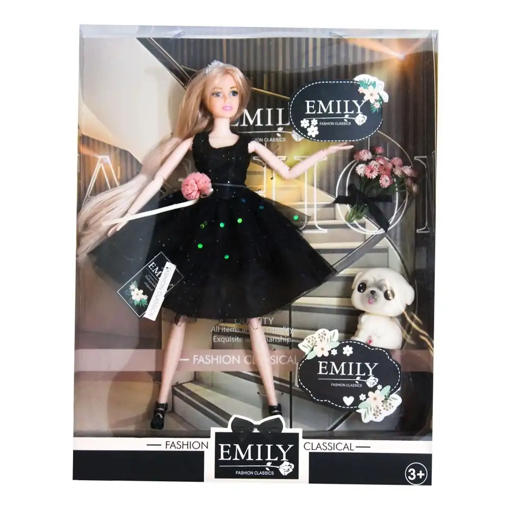 Emily Fashion Doll with Black Dress & Puppy - QJ101B
