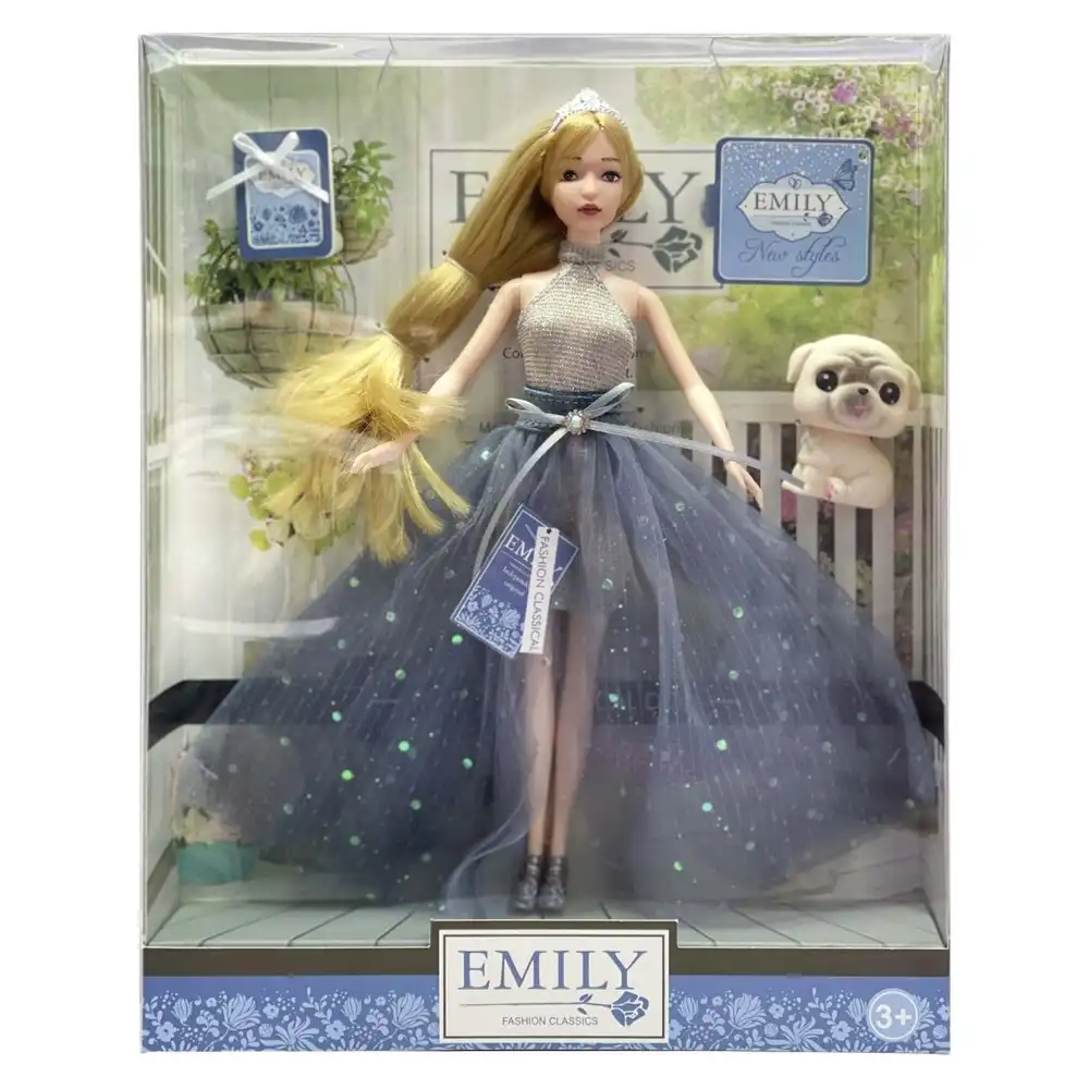 Emily Fashion Doll with Blue Dress & Puppy - QJ102B