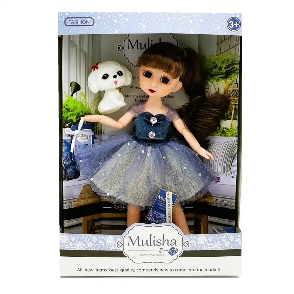 Mulisha Fashion Doll With Blue Dress & White Puppy - QJ108