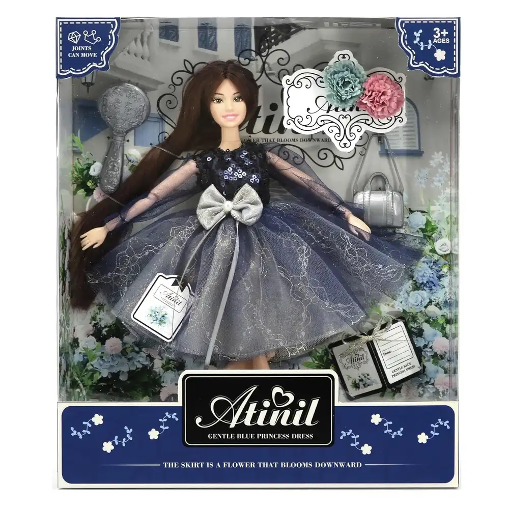 Atinil Princess With Blue Dress & Brown Hair - WX131-2