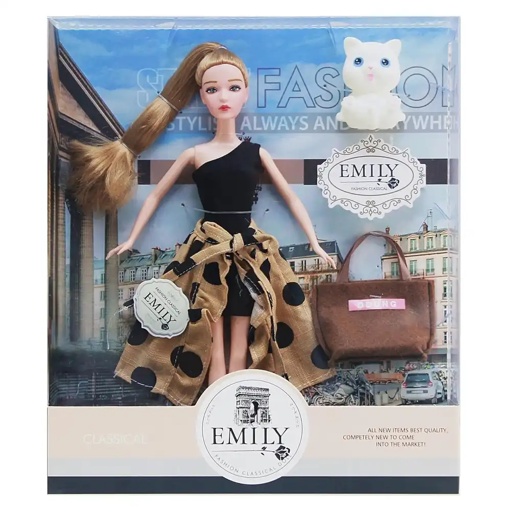Emily Fashion Doll with Bag & Kitten - QJ113C