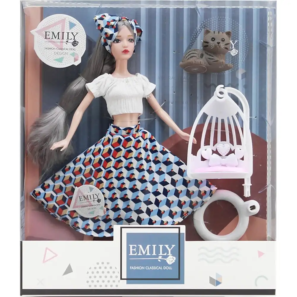 Emily Fashion Doll with White Top & Kitten - QJ115C