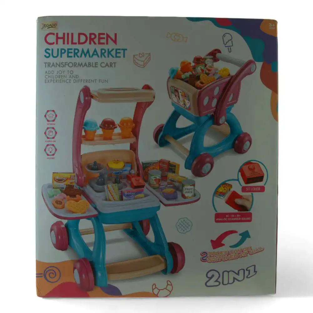 Children Supermarket Transformable Cart 2 in 1 with Accessories - 009-028