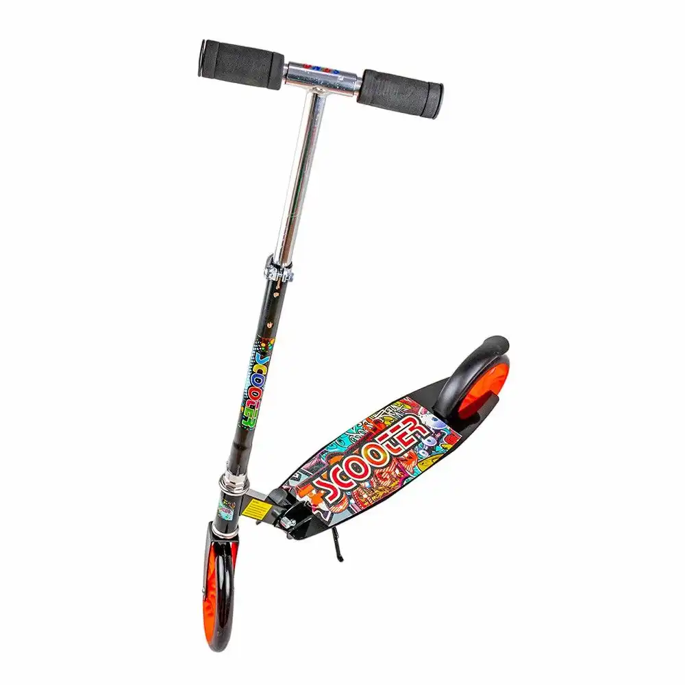 Foldable Aluminum Hand and Metal Body 3B Wheels Black Scooter - 673