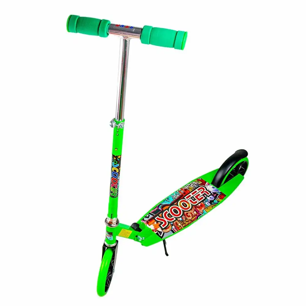 Foldable Aluminum Hand and Metal Body 3B Wheels Green Scooter - 673