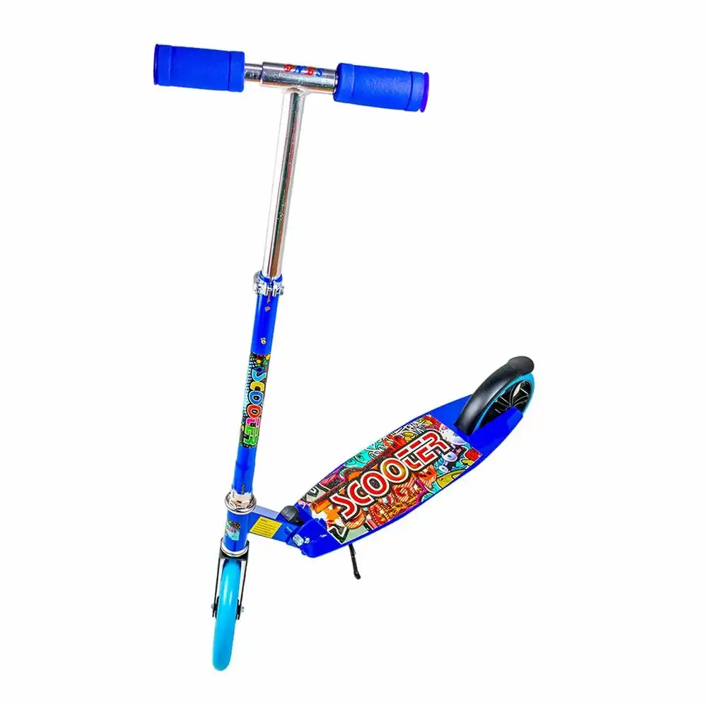 Foldable Aluminum Hand and Metal Body 3B Wheels Blue Scooter - 673