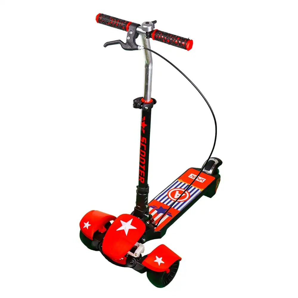Foldable Light Wheels Scooter - Red - 688-A