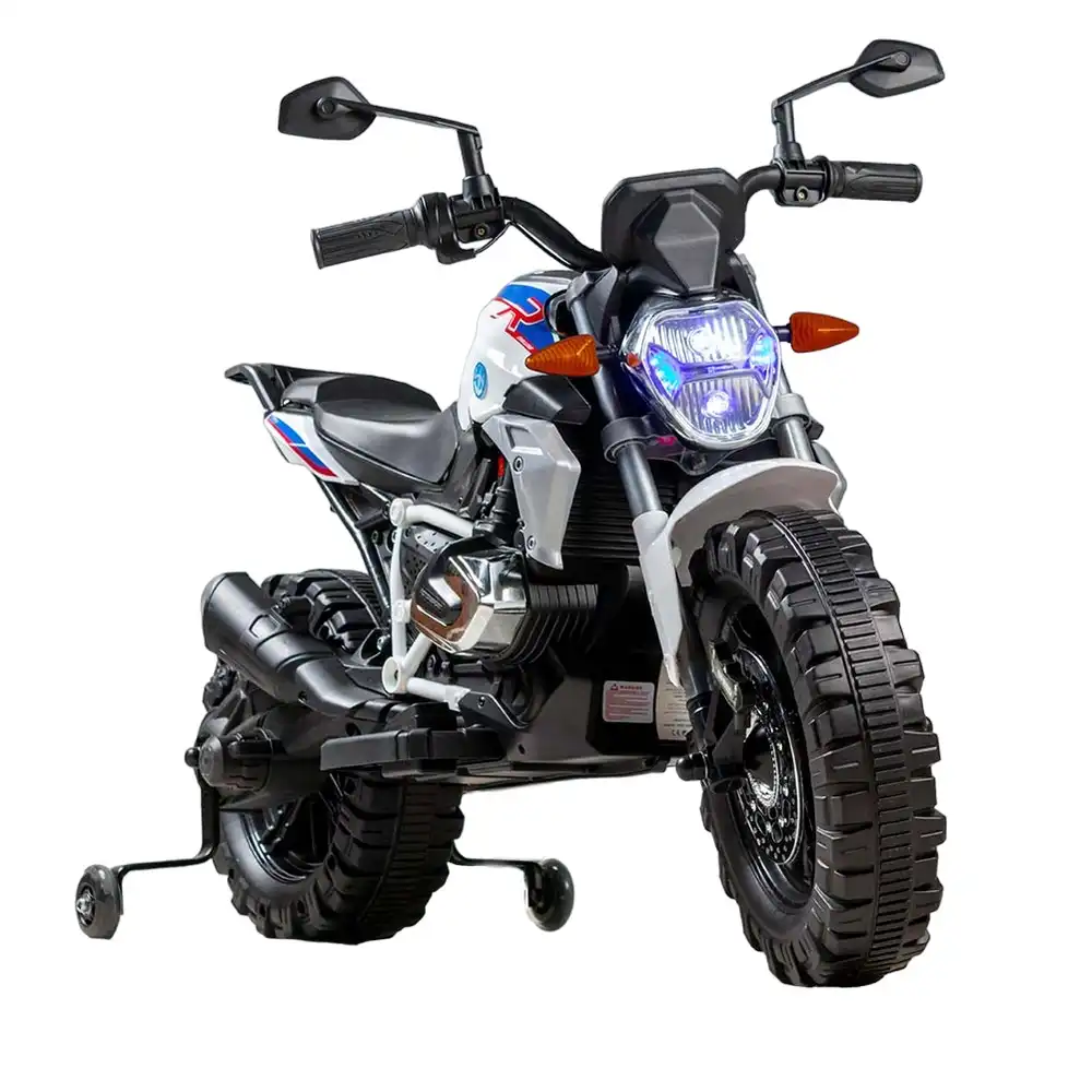 Bessie Electric Ride-On Motorcycle with 2 Training Wheels - White - XGZ608