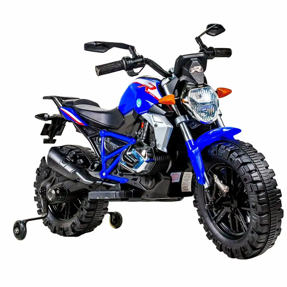 Bessie Electric Motorcycle with 2 Training Wheels - Blue - XGZ608