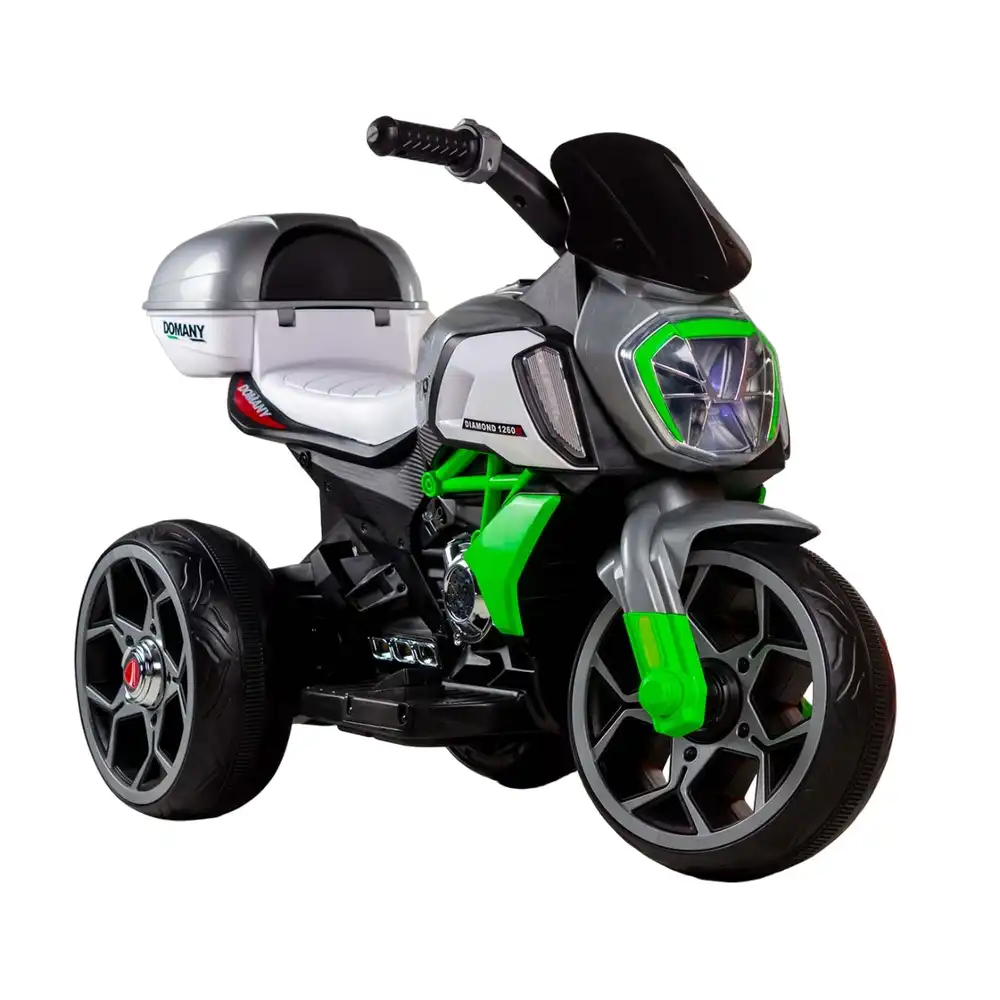 Marshmallow Electric Rides-on Motorcycle with 3 Wheels - Green - FB-6189