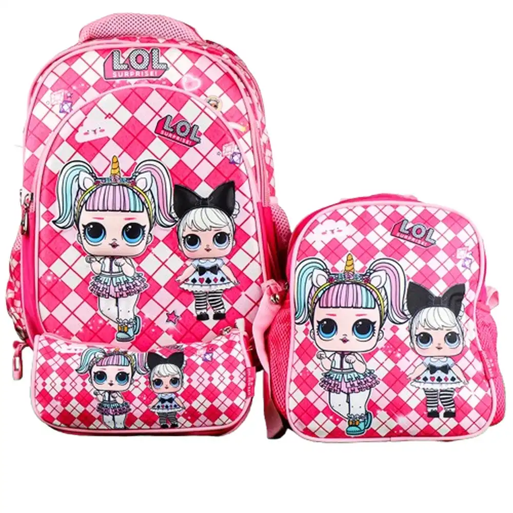 LOL Surprise 3D Pink School Backpack with 2 Small Bags - G.B