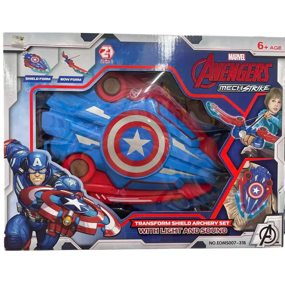 Marvel Avengers Mechstrike Captain America Transform Shield Archery Set Wtih Light and Sound - EOMS007-31B