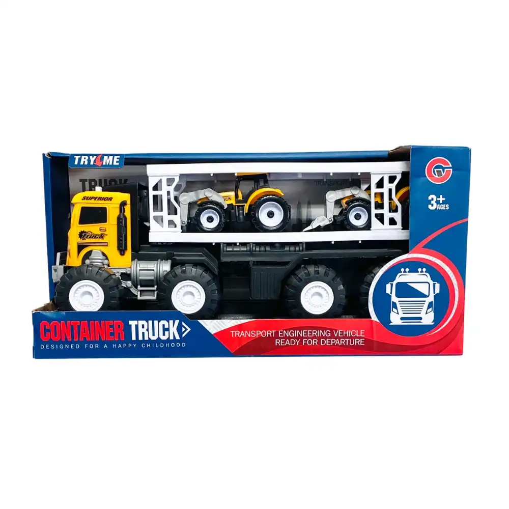 Transport Engineering Container Truck with 2 Loaders - Yellow - 99A6-2D
