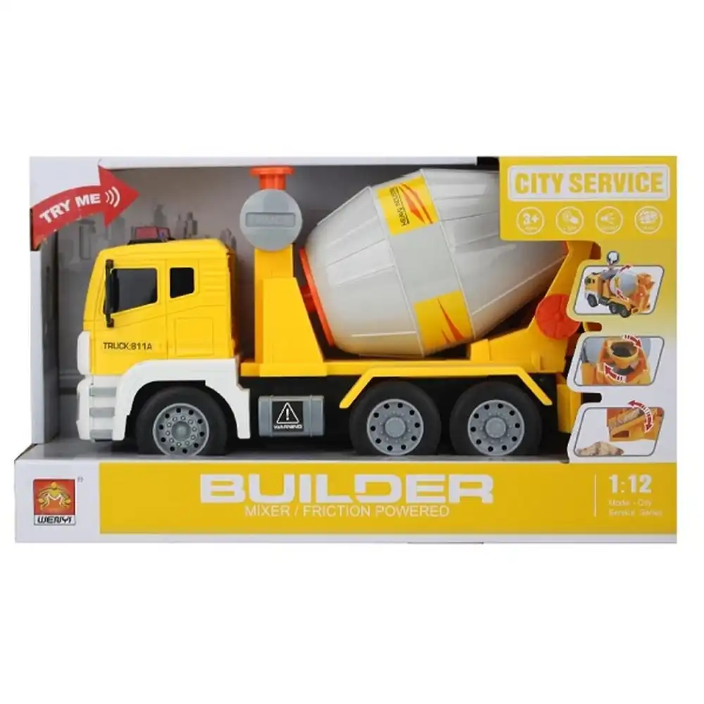 Friction Powered Concrete Mixer Truck 1:12 - WY811A