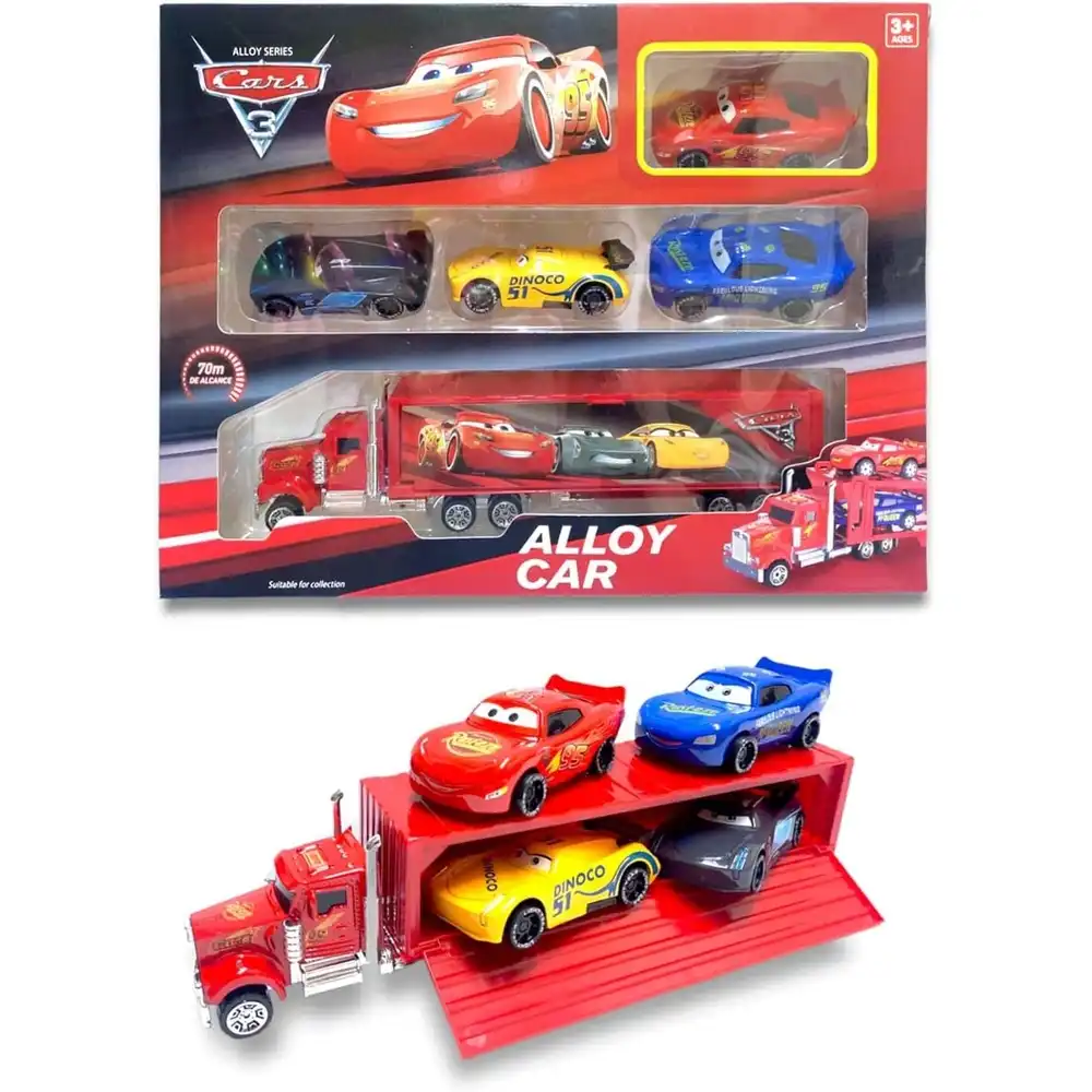 Cars 3 Alloy Truck with 4 Cars - 1314-1