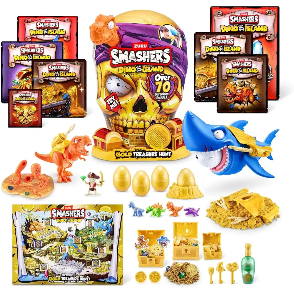 Zuru - Smashers Dino Island Gold Treasure Hunt 70 Surprises - Orange Skull - 74123