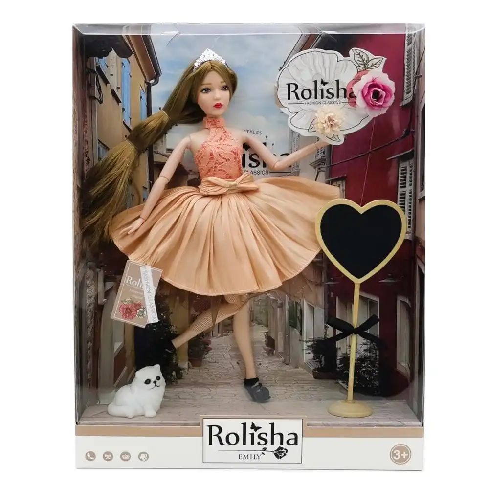 Rolisha Princess Doll With Beige Dress & Kitten - QJ099C