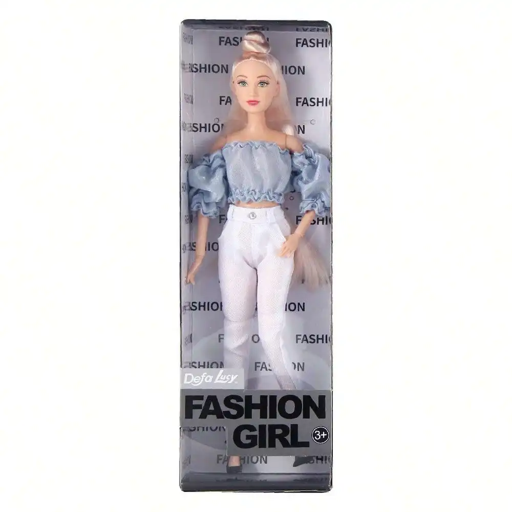 Defa - Lucy Fashion Girl with Off Shoulder Top & White Trousers - 8508