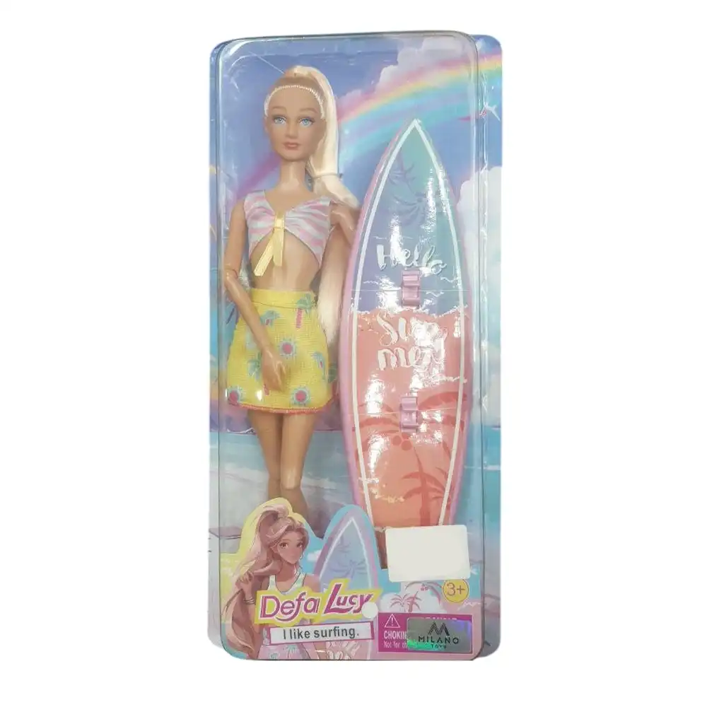 Defa - Lucy Fashion Surfing Doll with Surfing Board (Design 2) - 8514