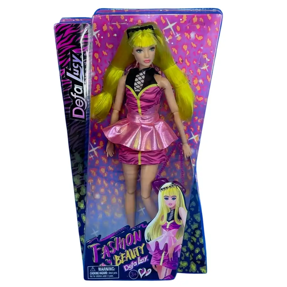 Defa - Lucy Fashion Girl with Yellow Hair & Pink Dress - 8527