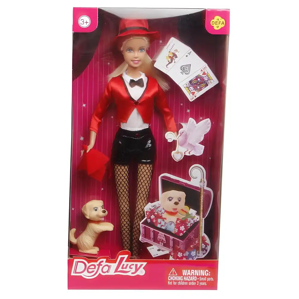 Defa - Lucy Magician Girl with Red Outfit & Small Dog - 8311