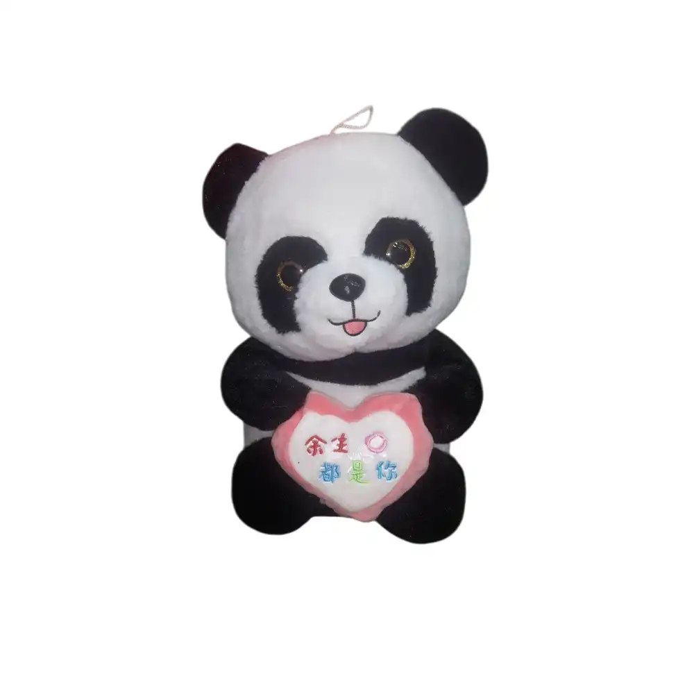 Panda Plush Doll with a Heart have small kiss Medium Size - M