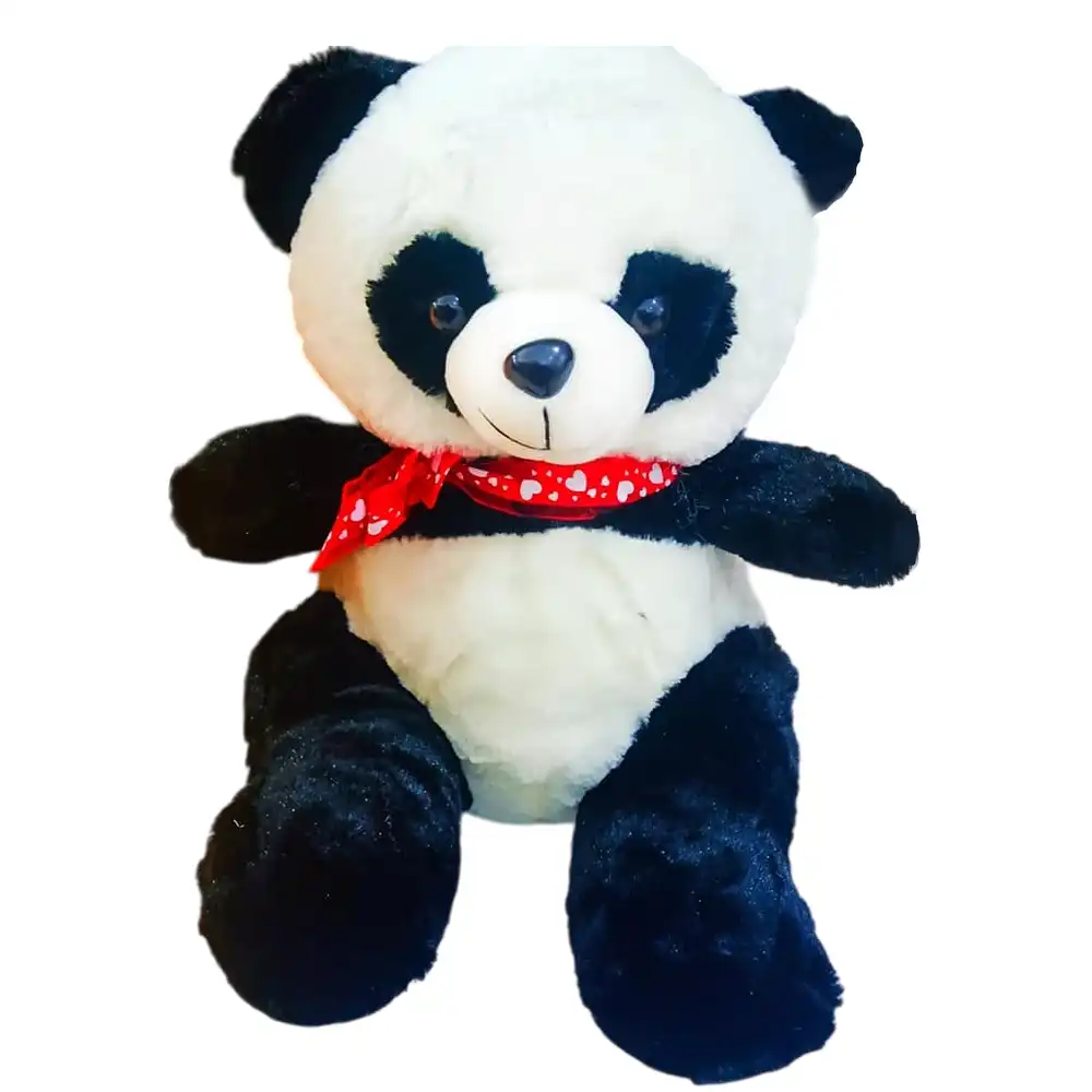 Panda Plush Doll with Red Bow Large Size - L