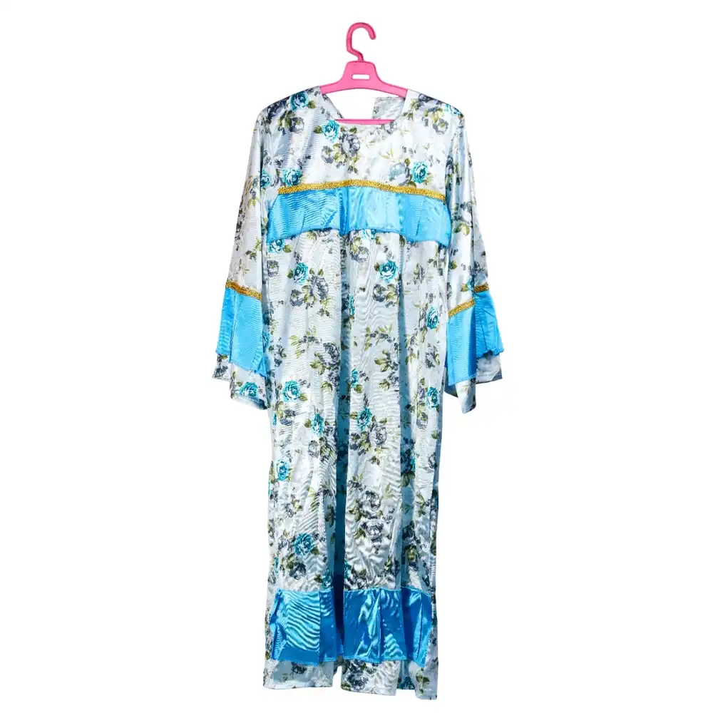 Farmer Flowery Sky Blue Cloths for Girls Large Size - L