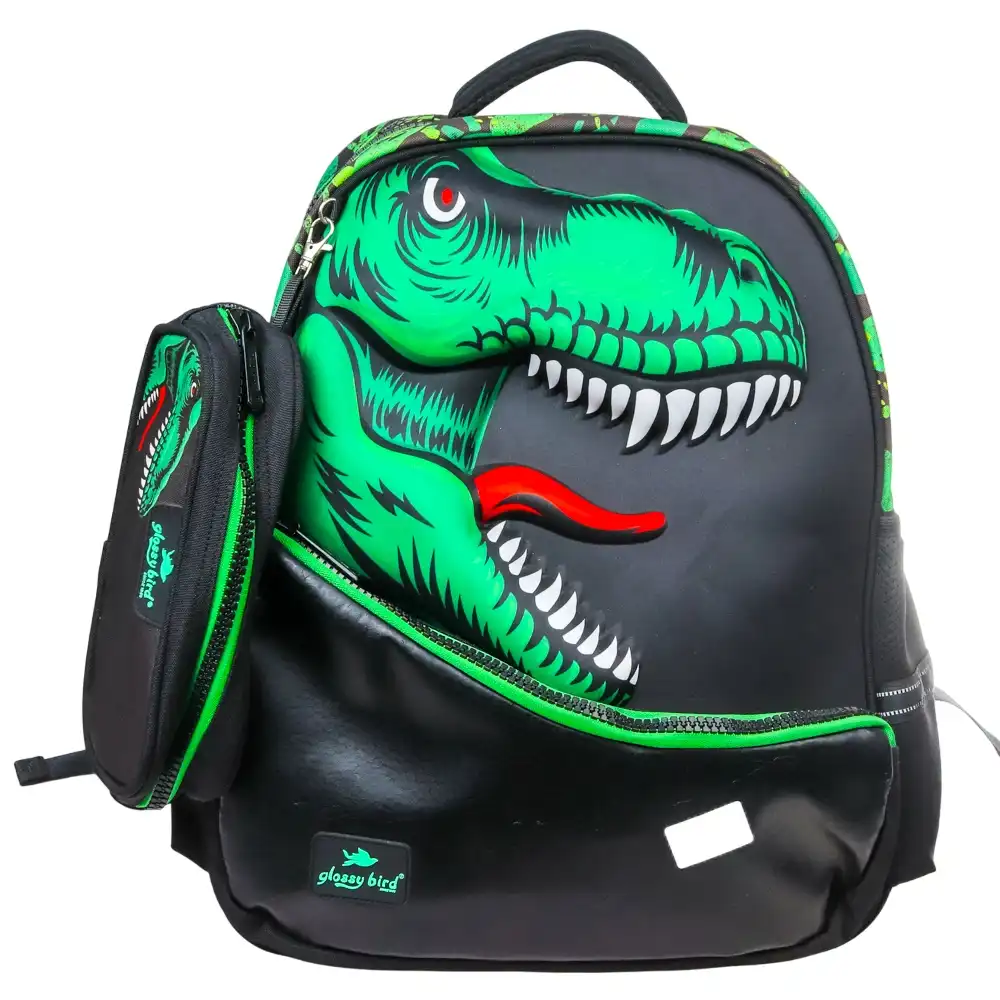 Glossy Bird Dinosaur School Backpack for Kids - 2711