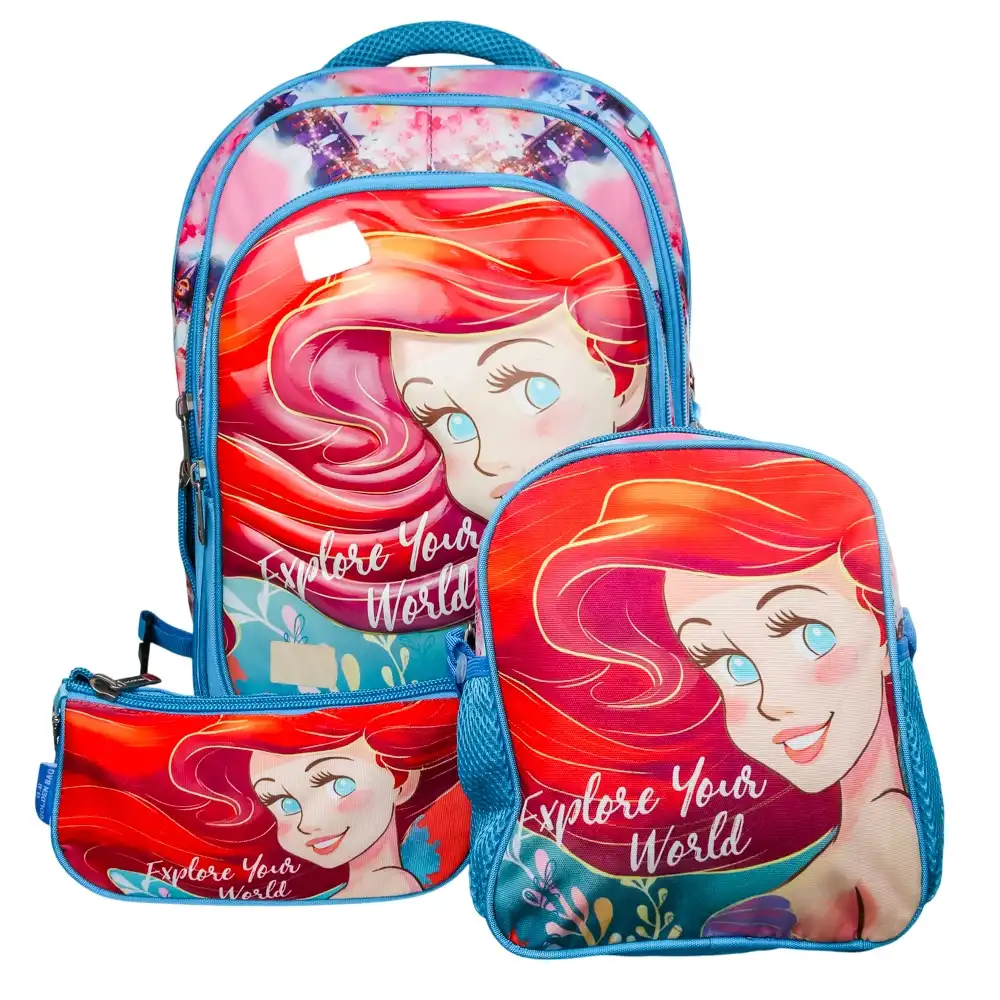 Disney The Little Mermaid School Backpack with 2 Small Bags for Kids - 2713