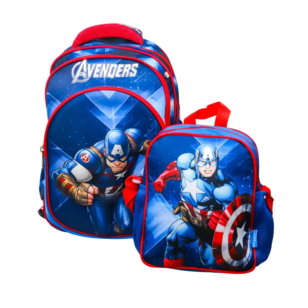 Avengers Captain America Backpack for Kids with Small Bag - 2725