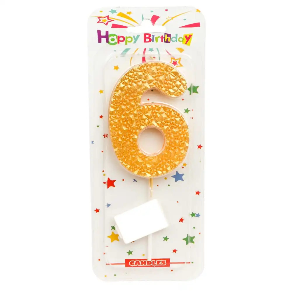 Generic Candle Numbers For Birthdays No.6  ( Gold ) - 2763