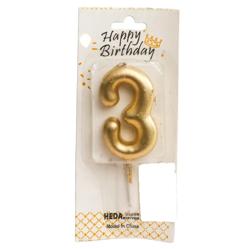 Generic Candle Numbers For Birthdays No.3 ( Gold ) - S