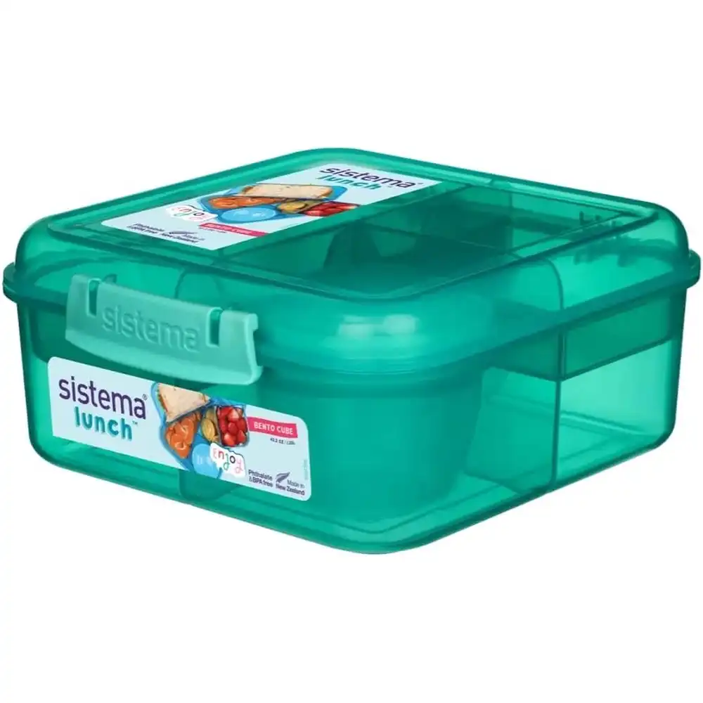 Sistema - Bento Cube Lunch Box with Yogurt Pot 1.25 Litre - Green - 2892