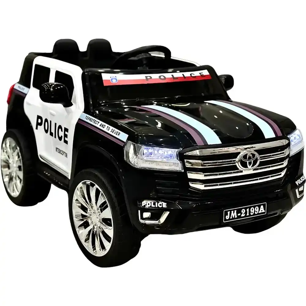 Dzik Electric Rides on Police Car for Kids - White & Black - JM-2199A
