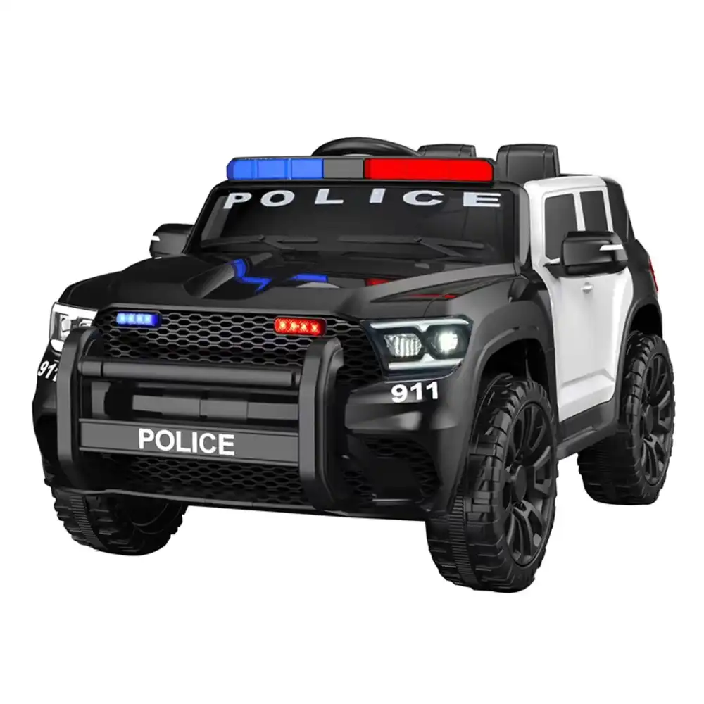 Egomaniac Electric Rides on Police Car for Kids - White & Black - TTF911