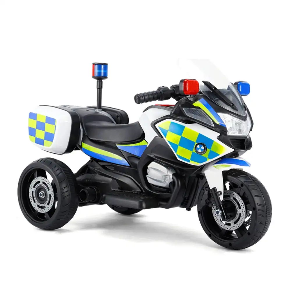 Churchill Electric Ride-On Motorcycle for Kids - Police White - A608