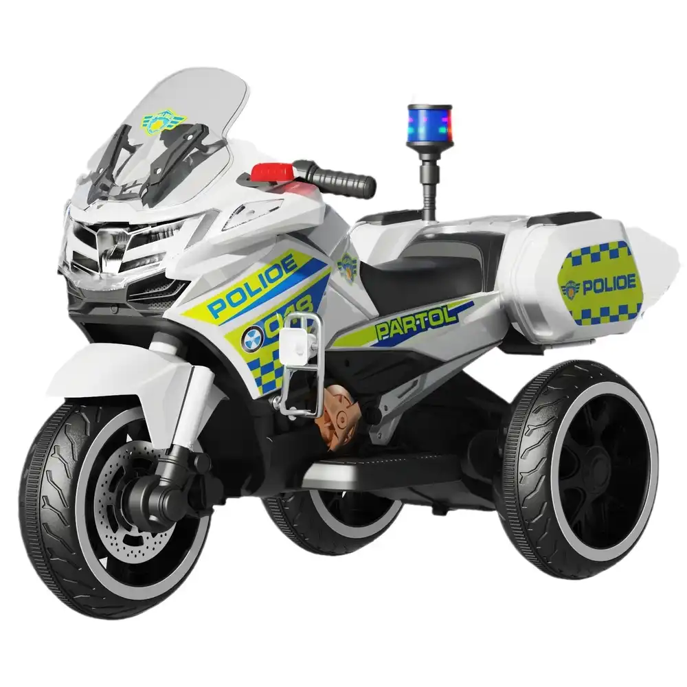 Coast Malone Electric Ride-On Motorcycle for Kids - Police White - NT-5188