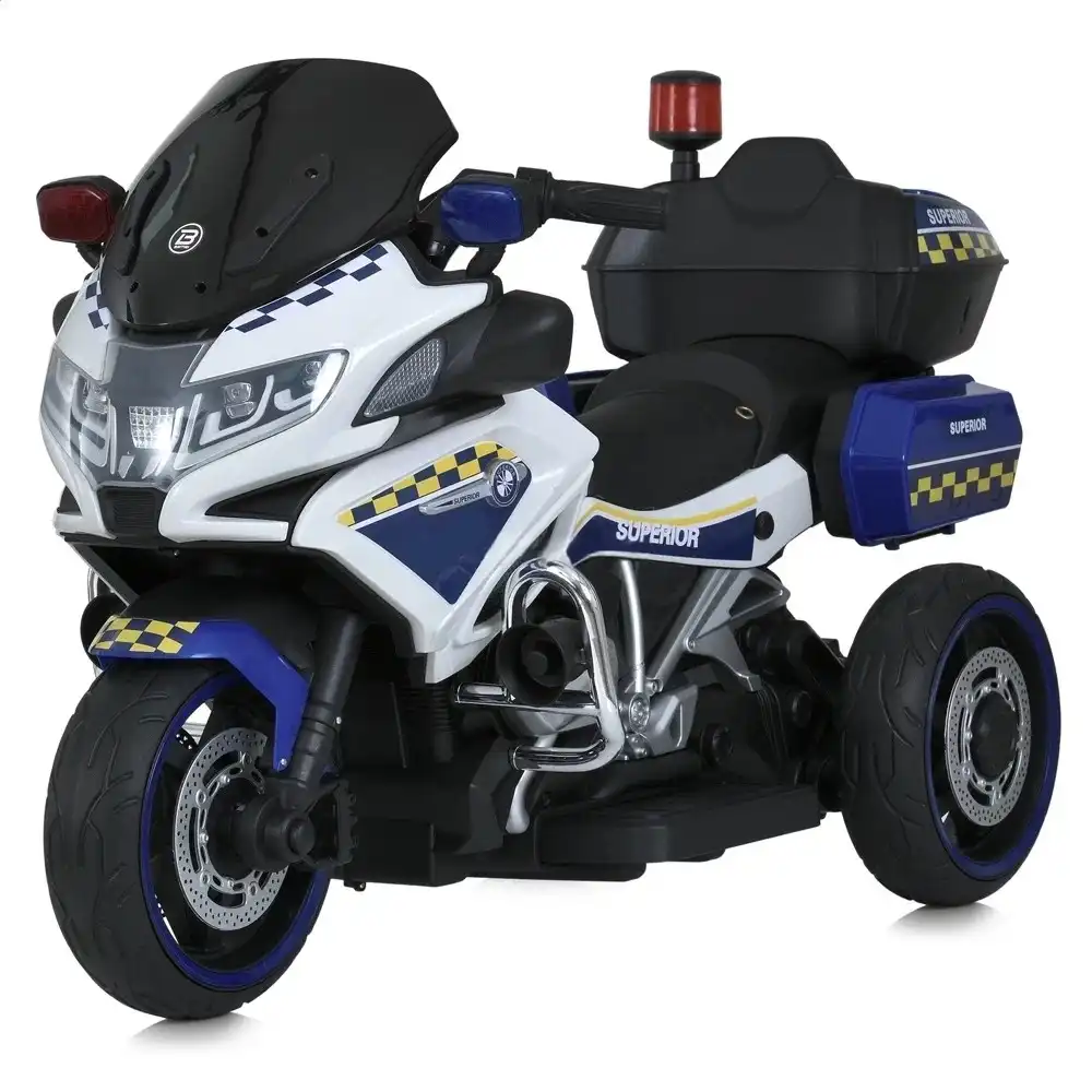 Commando Electric Ride-On Motorcycle for Kids - Police White - 919