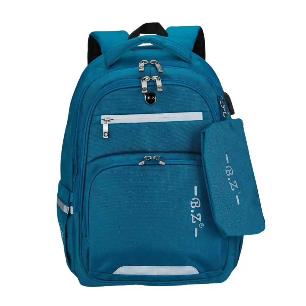 B.Z School Backpack 20 Inch with Pencil Case - Cyan - 5122
