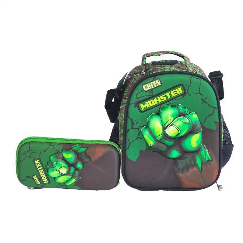 Green Monster Lunch Bag with Pencil Case - 4867